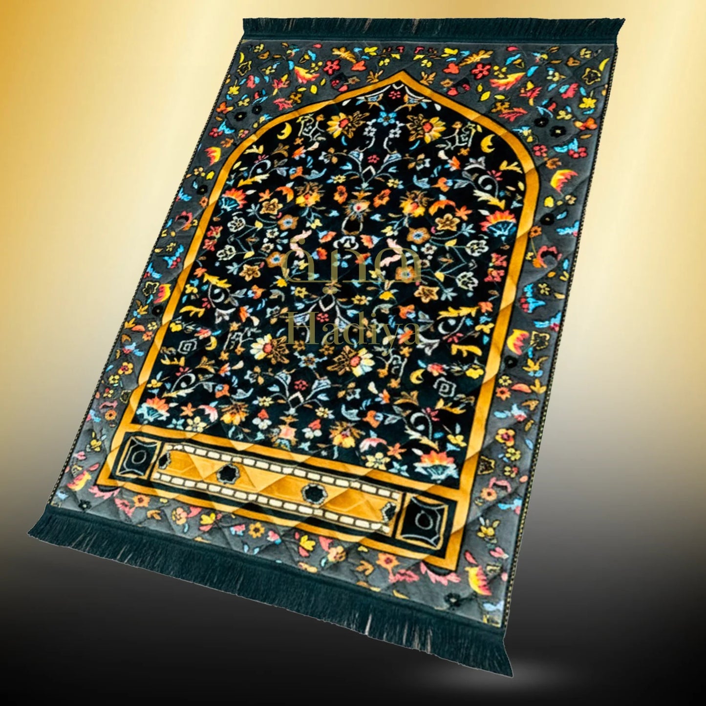 Black Leaf & Flower - Gold