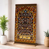 Chocolate Brown Leaf & Flowers - Gold
