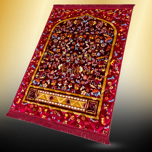 Mehroon Leaf & Flowers - Gold