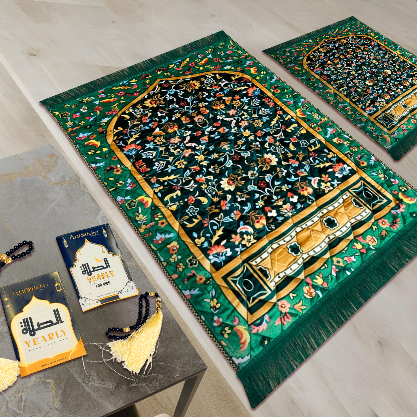 D. Green Leaf & Flowers - Salah Harmony